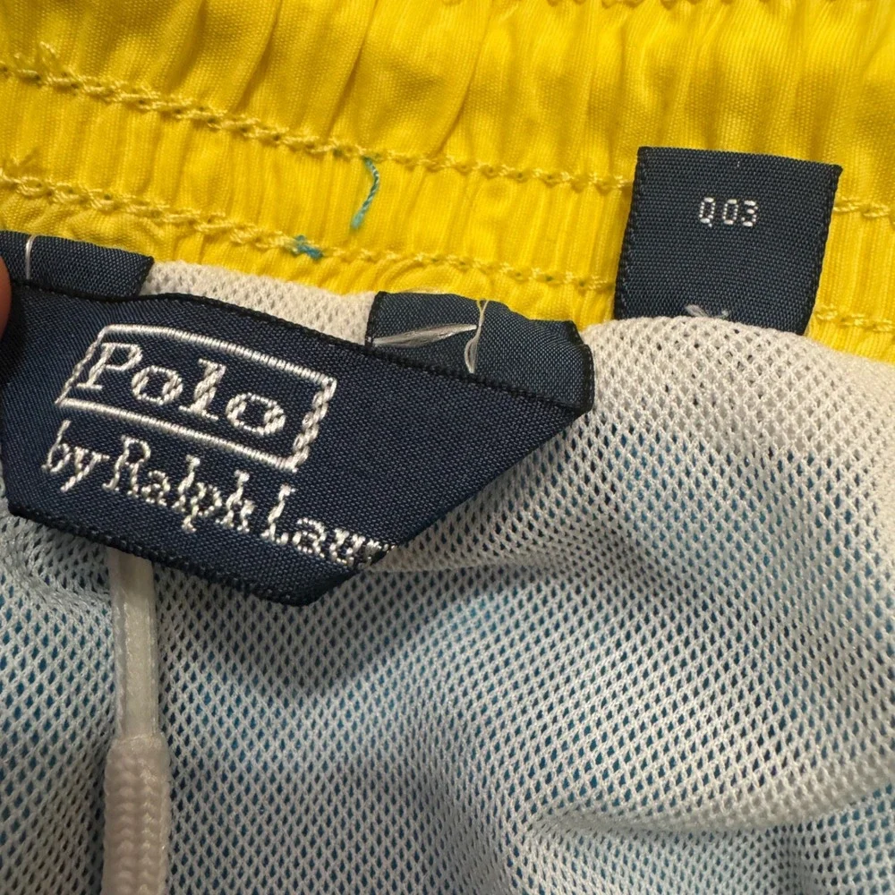 Polo Ralph Lauren Mens Swim Trunks‎ Turquoise Blue Yellow Pony Mesh Lined Large